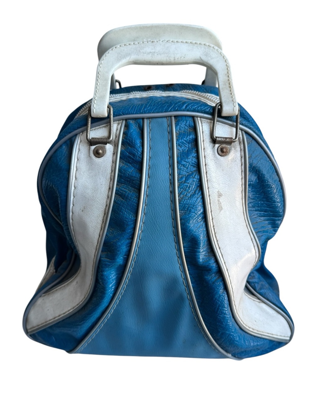 Vintage Blue and White Women's Top-Handle Tote Original Bowling Bag Rare